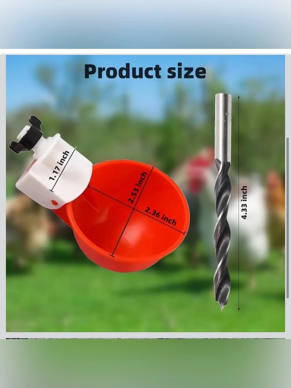 New Open Bag 12pack Chicken Waterer Cups, Poultry Water Feeder with Drill Bit